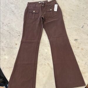 Chic Brown Low-Rise Flared Pants